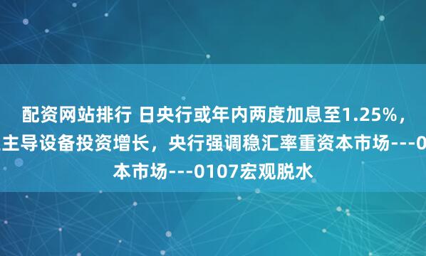 配资网站排行 日央行或年内两度加息至1.25%，基建与服务业主导设备投资增长，央行强调稳汇率重资本市场---0107宏观脱水