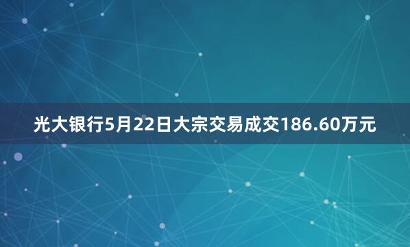 光大银行5月22日大宗交易成交186.60万元